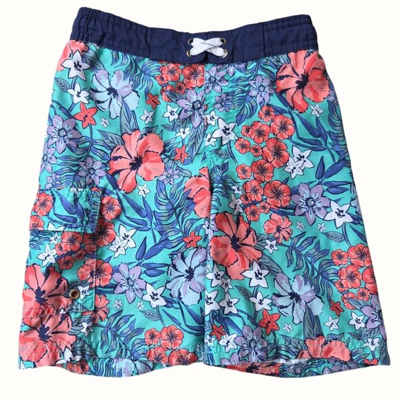 Cat & Jack Other - Boys Cat & Jack Floral Swim Trunks Size 5/6 With Drawstring Waist & Cargo Pocket